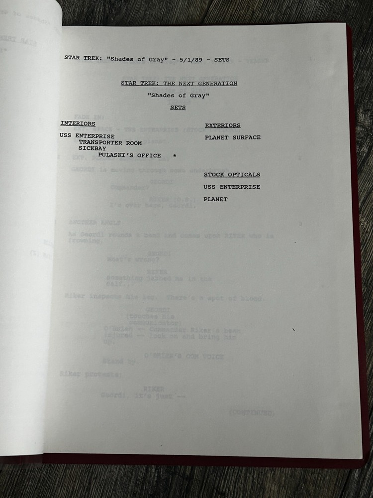 STAR TREK Script The Next Generation Shades of Gray Revised Final Draft