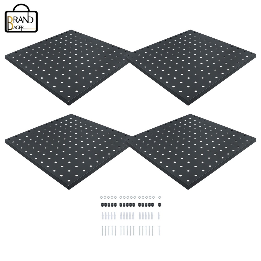 4 Pack High Quality 12"×12" Metal Pegboards Wall Organizer Panel Storage Hanger
