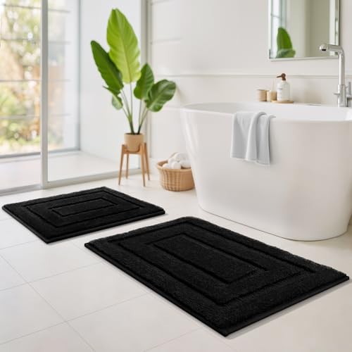 Bathroom Rugs Sets 2 Piece, Super Soft Absorbent Microfiber Bath Mats for