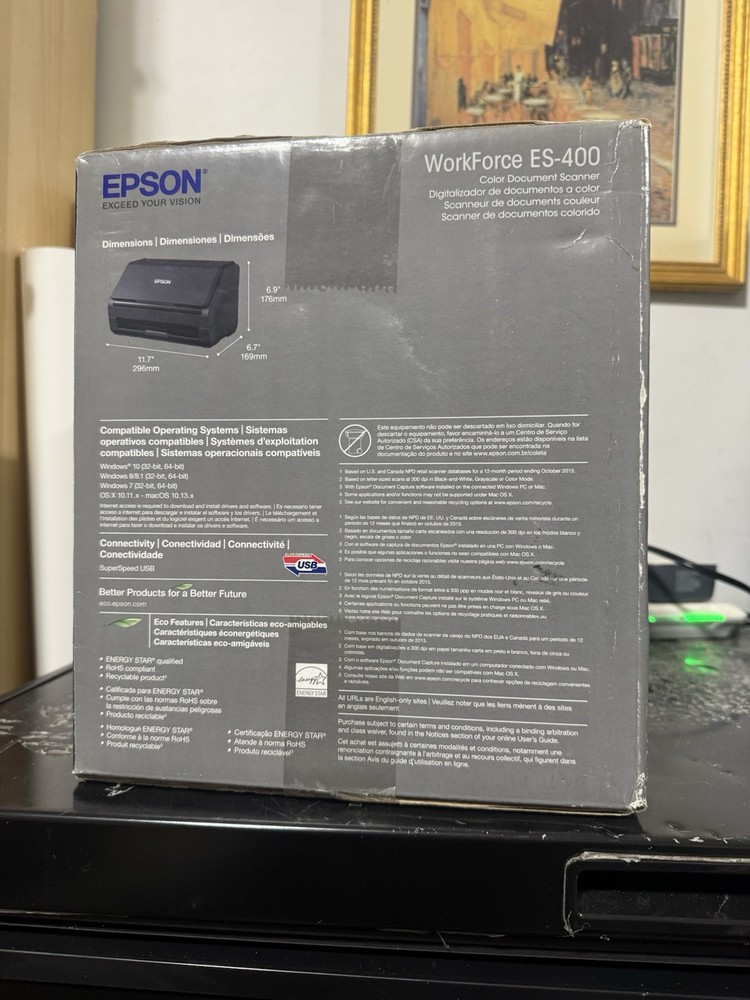 Epson Workforce ES-400 Color Duplex Desktop Document Scanner (SEALED)