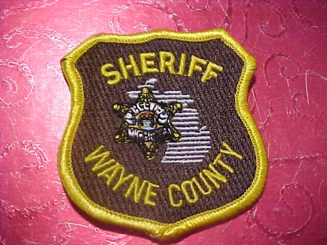 WAYNE COUNTY  MICHIGAN POLICE PATCH CAP SIZE UNUSED TYPE 2     3 X 2 1/2