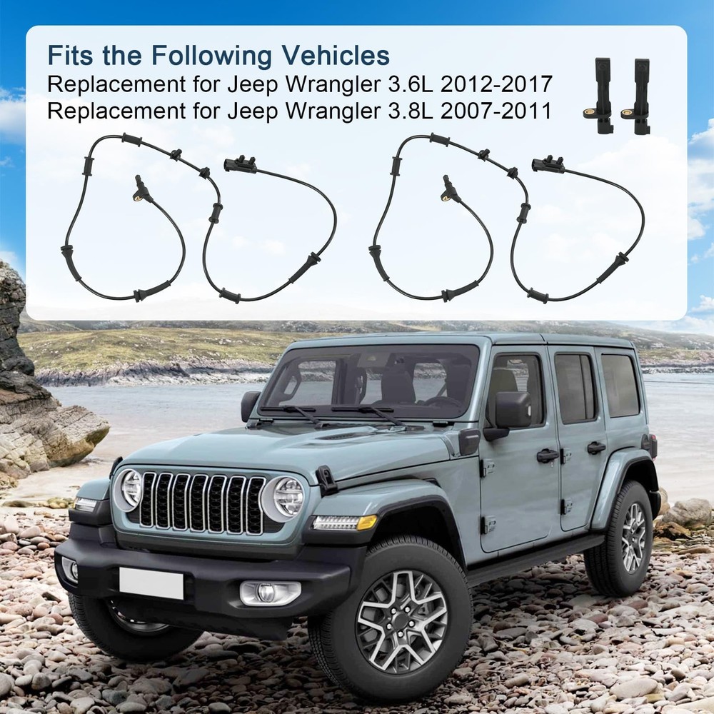ABS Wheel Speed Sensor Replacement for Jeep Wrangler 20072017 4PCS Set