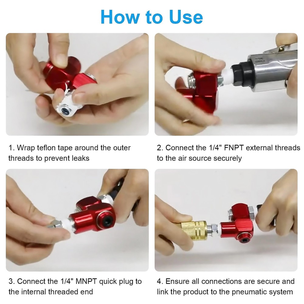 Portable Air Tool Adapter 360 Degree 1/4'' NPT With Quick Plug for Air Tools