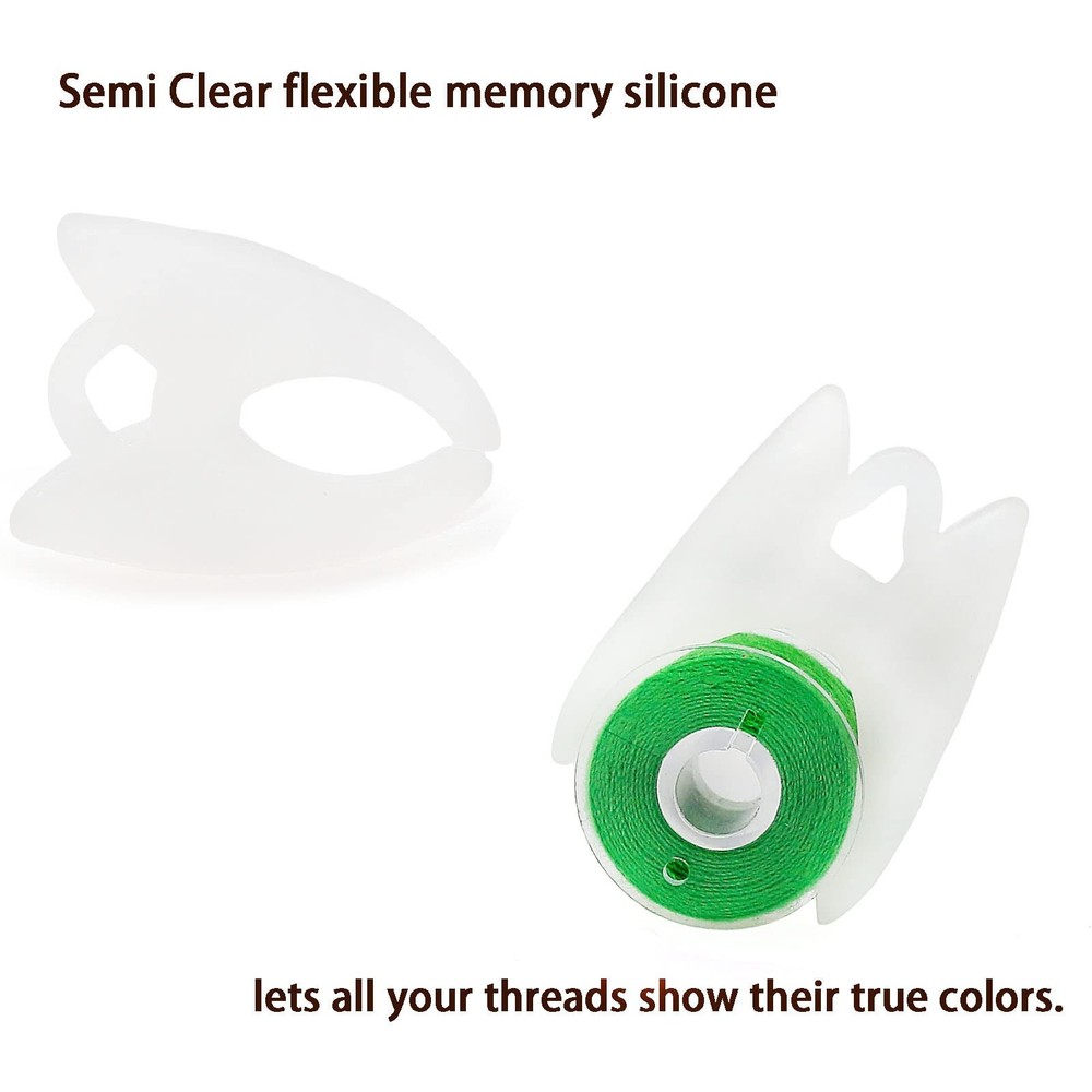 60 PCS Semi Clear Silicone Thread Spool Savers Huggers Bobbin Clips Holders