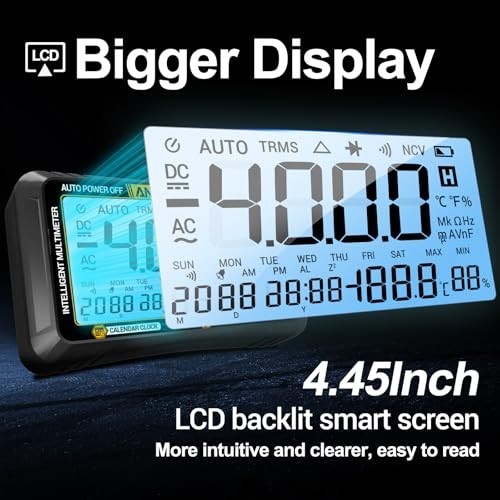 Digital Multimeter 4000 Counts Auto Ranging TRMS AC DC Voltage Current Tester