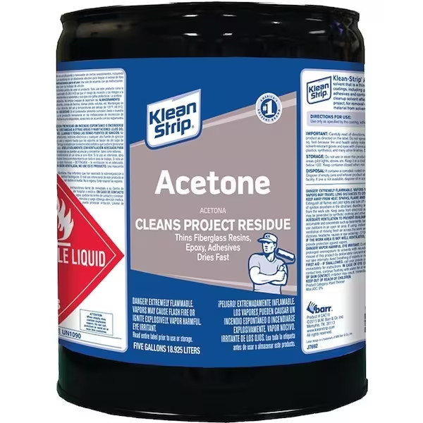 Klean Strip Acetone Solvent & Thinner 5 Gal. Fast-acting Cleans Project Residue