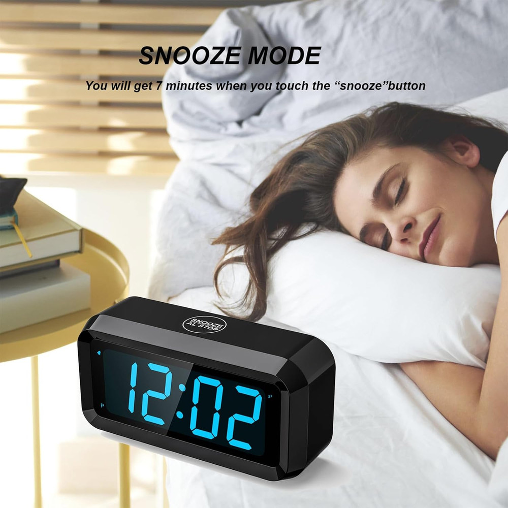 Alarm Clock,Digital Alarm Clock for Bedrooms,Battery Operated Clock,Adjustable 3