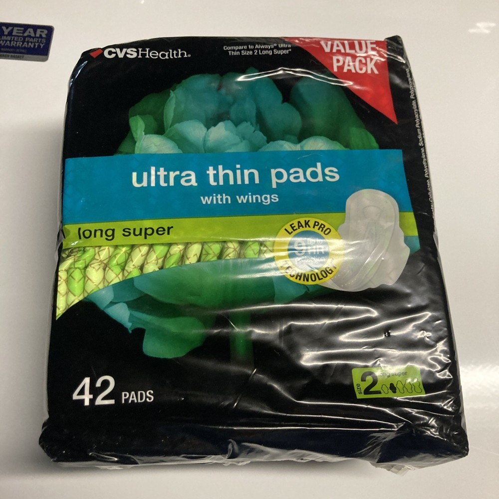 Ultra Thin Pads with Wings, Long Super , Size 2- 42 CT