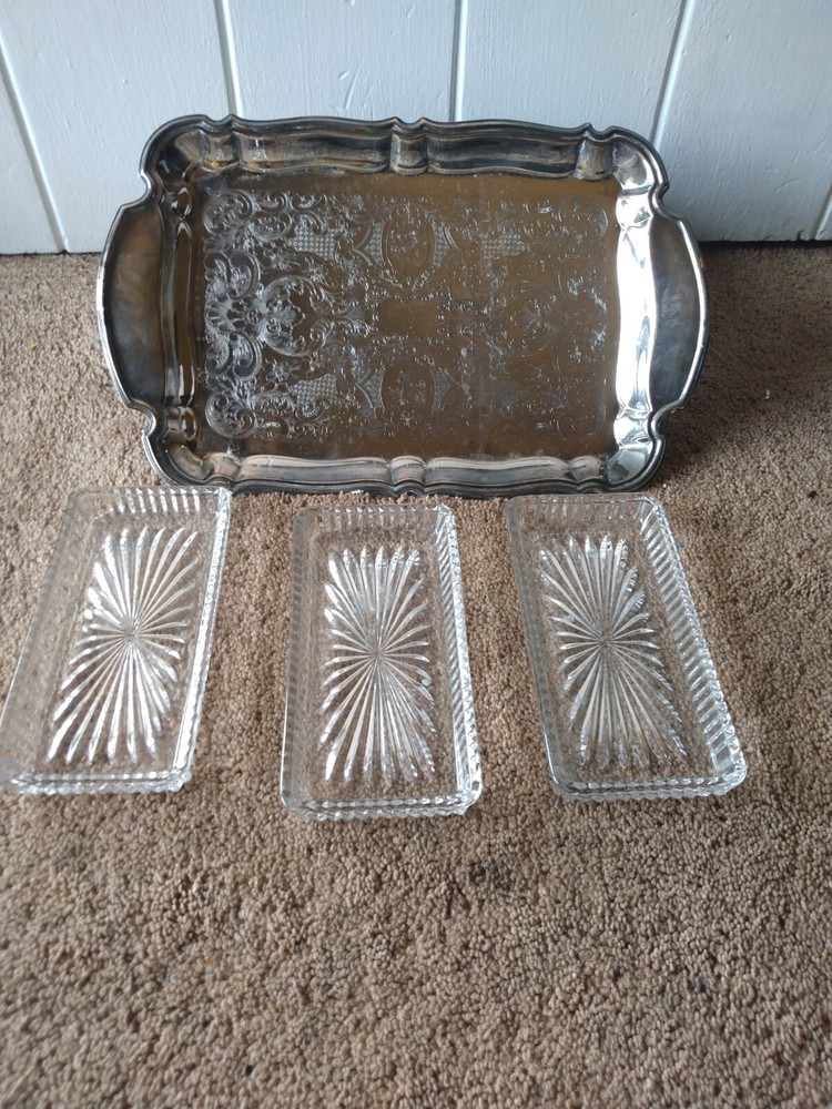Vintage Oneida Silver Plated Rectangular Serving Tray Collectible Home Decor21xx