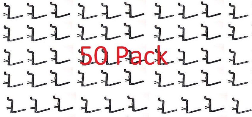 Plastic Black L Style Pegboard Hook Kit Tool - 50 Pack - PEGBOARD NOT INCLUDED