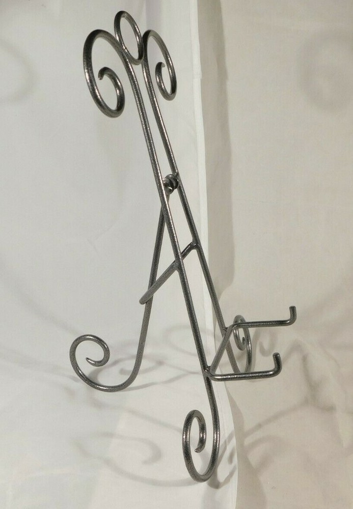 Easel Display Stand XL Large Size Scroll Design Dark Silver Folding