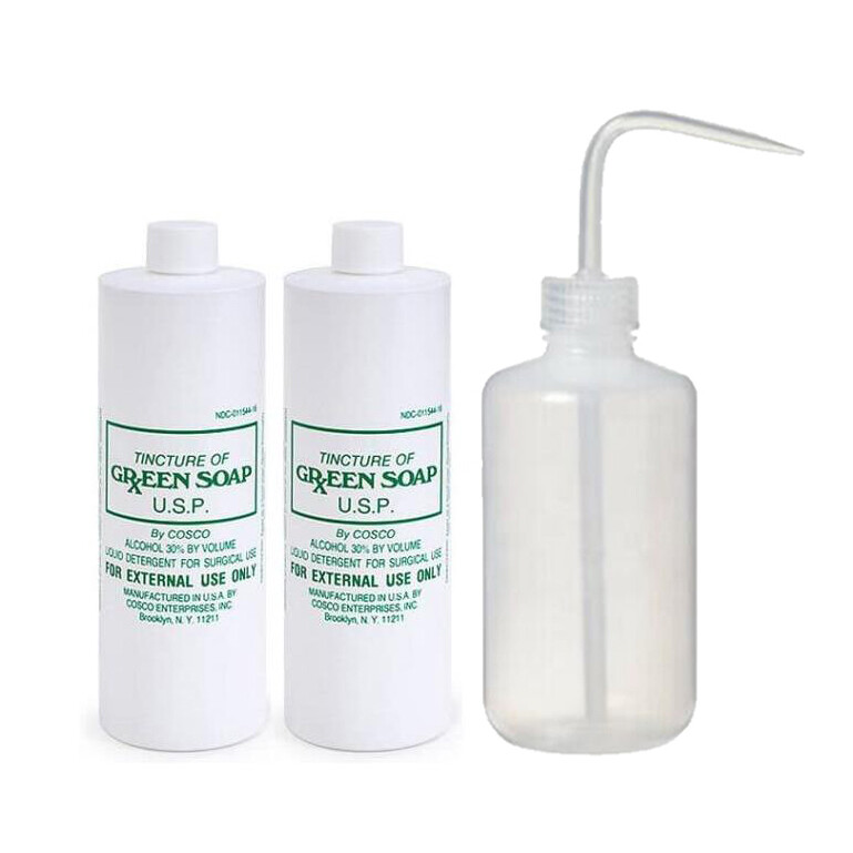2x 16oz Cosco Green Soap Tattoo Stencil Wash and 1x 16oz Diffuser Squeeze Bottle