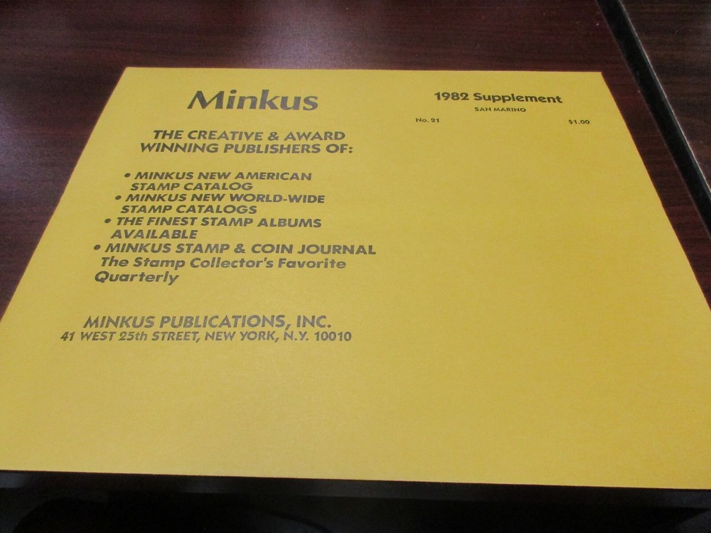 "MINKUS" ALBUM PAGES 1982  SUPPLEMENT SAN MARINO   W/FREE SHIPPING!!!