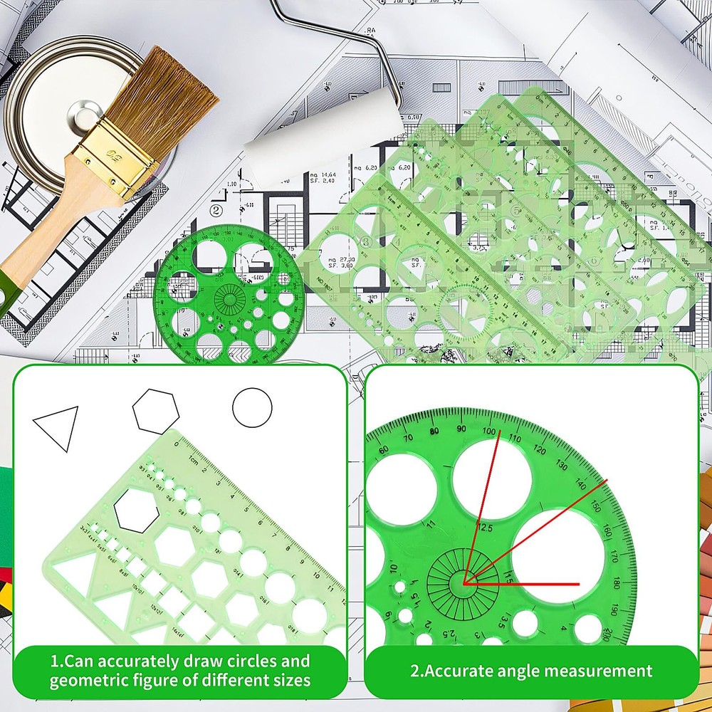 Circle Template 5 Pieces Plastic Circle and Oval Measuring Templates
