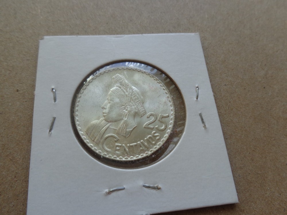 Guatemala coin 25 centavos 1964 silver (c)