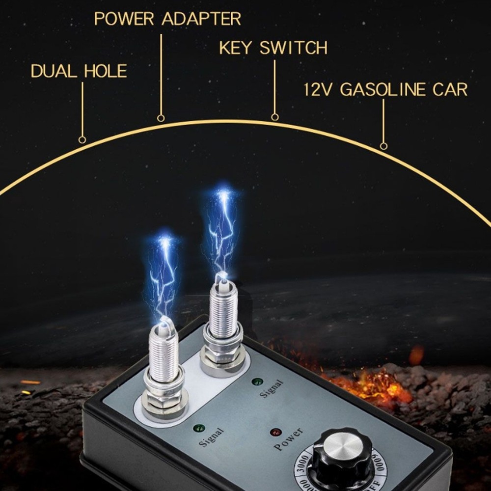 Dual Plug Car Spark Plug Tester 12V Gasoline Ignition Plug Diagnostic Tool 1pc