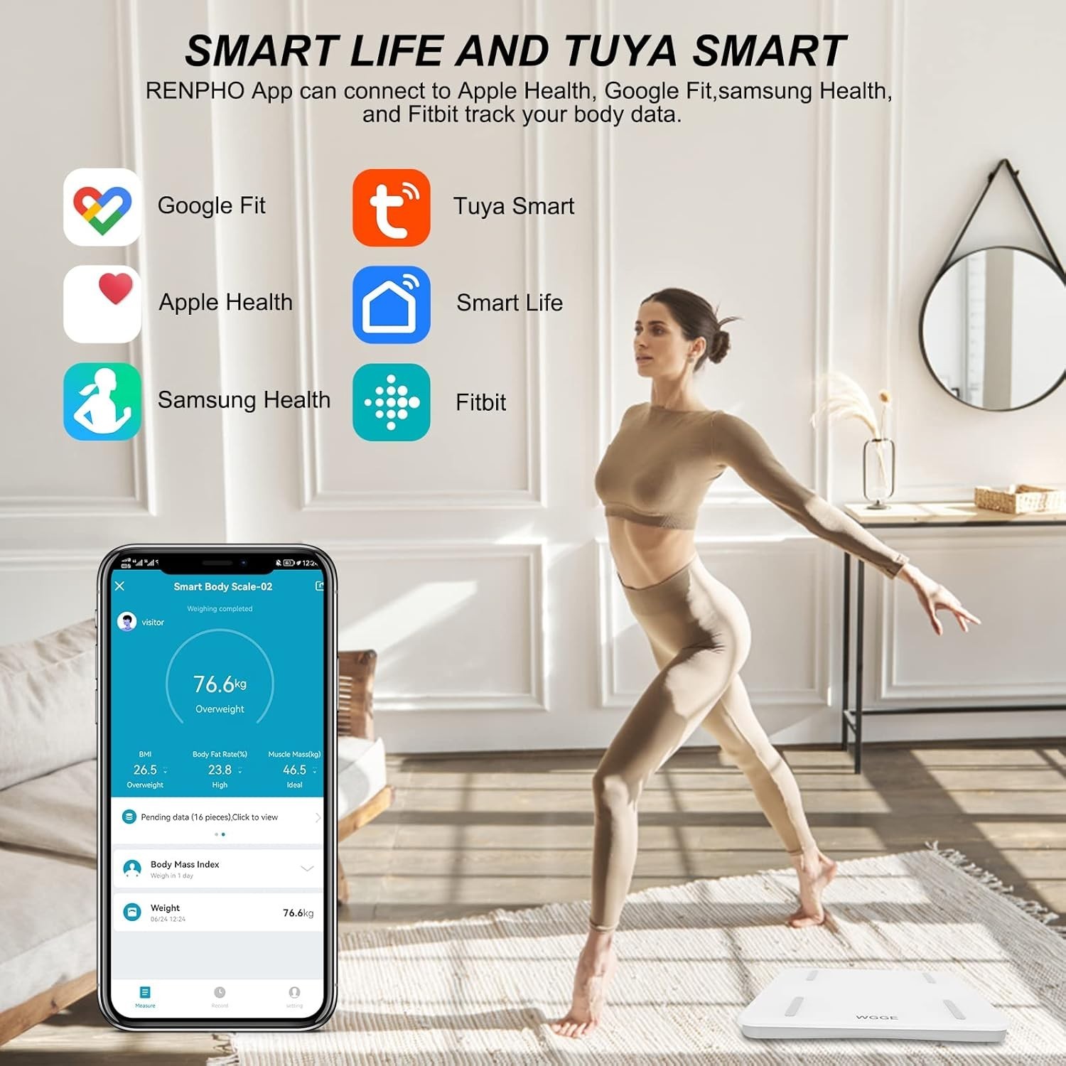 Body Fat Scale, WGGE Smart Digital Bathroom Weight Scale Highly Accurate