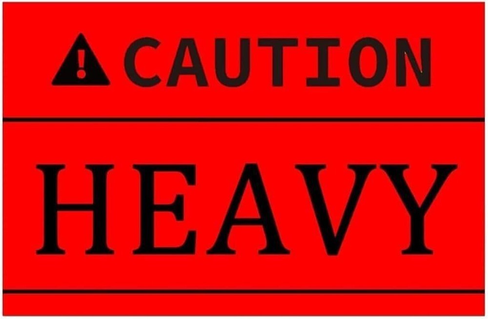 300 Pcs Caution Heavy Sticker, 2 x 3 inch Fluorescent Red Large