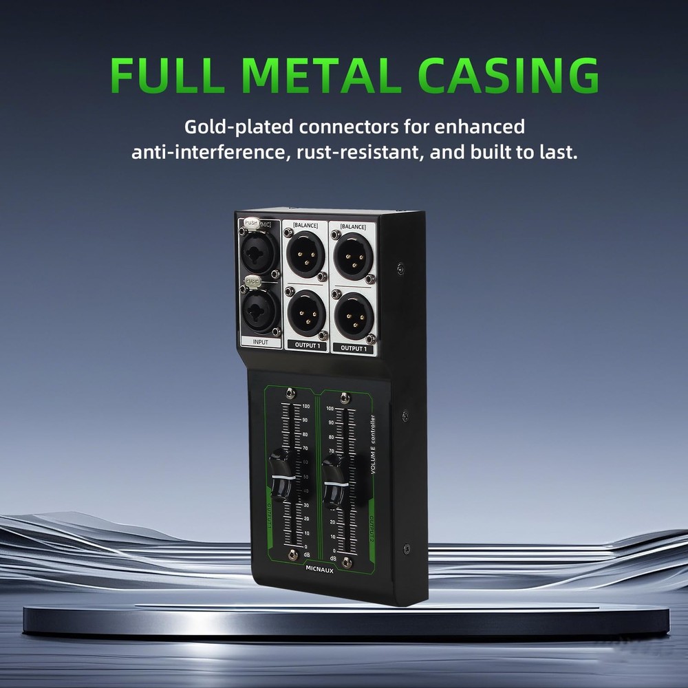 Passive Monitor Volume Controller, XLR 2 Input 2 Output Stereo Studio Control...