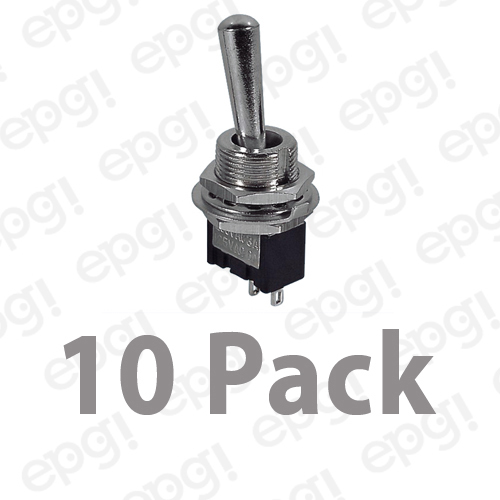 SPST (ON/OFF) MINIATURE TOGGLE SWITCH (FULL SIZE TOGGLE) 6A - 125V #66-1230-10PK
