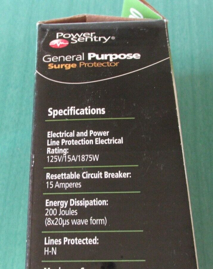 Power Sentry GENERAL PURPOSE SURGE PROTECTOR - 2 pack - 6 outlets @ - 200 Joules