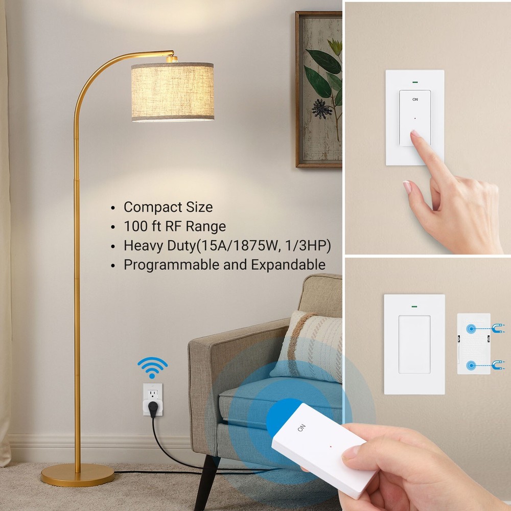 DEWENWILS Remote Control Outlet Wireless Wall Mounted Light Switch Plug in