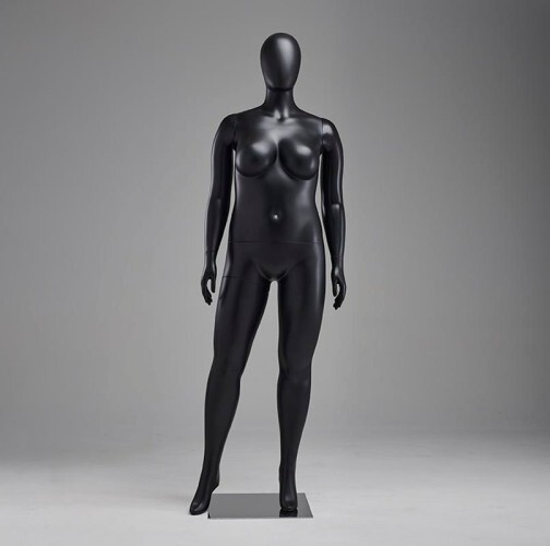 Female Plus Size Matt Black Plastic Unbreakable Mannequin Display #PS-FPLUSEGB