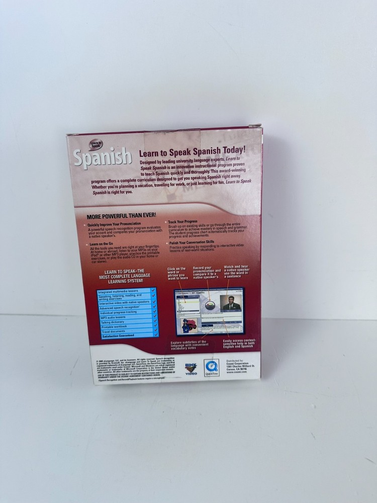 eLanguage Learn to Speak Spanish Language Software 4 CD Set PC Windows