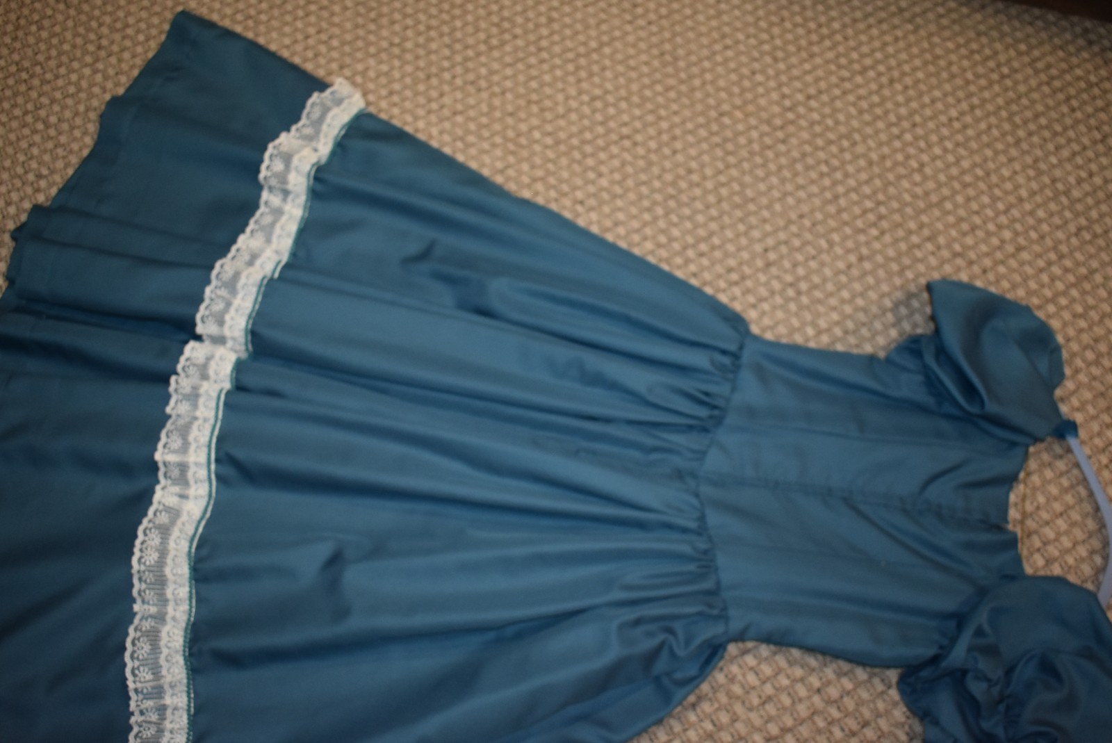 Victorian Civil War 19th Century Dress Peacock Blue Ball Gown - M/L