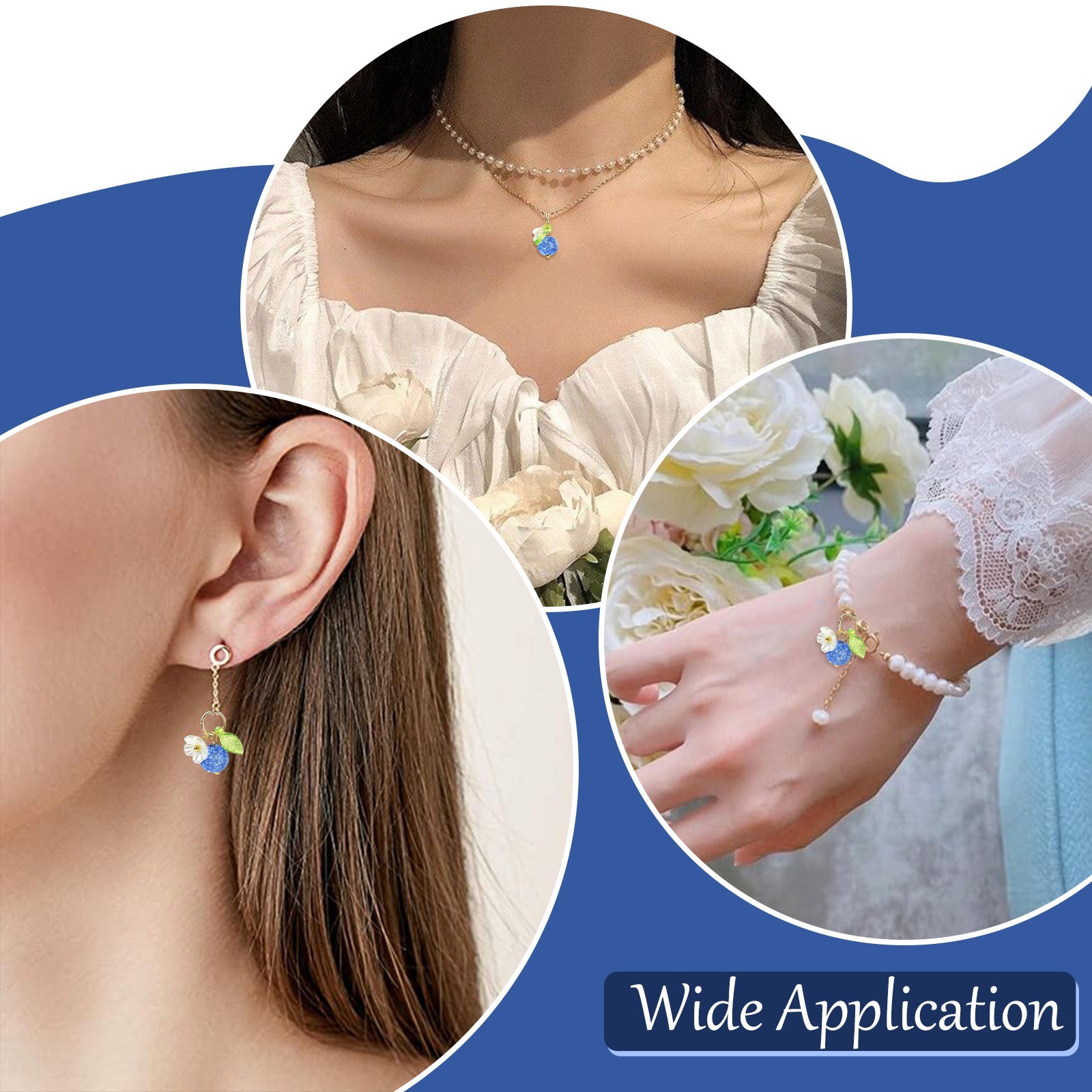 50pcs Blueberry Glass Charms Imitation Fruit Food Charms for DIY Jewelry