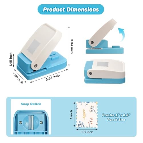 Stamp Punch for Crafting, 1 x 0.8 Inch Rectangular Postage Stamp Punch, Craft