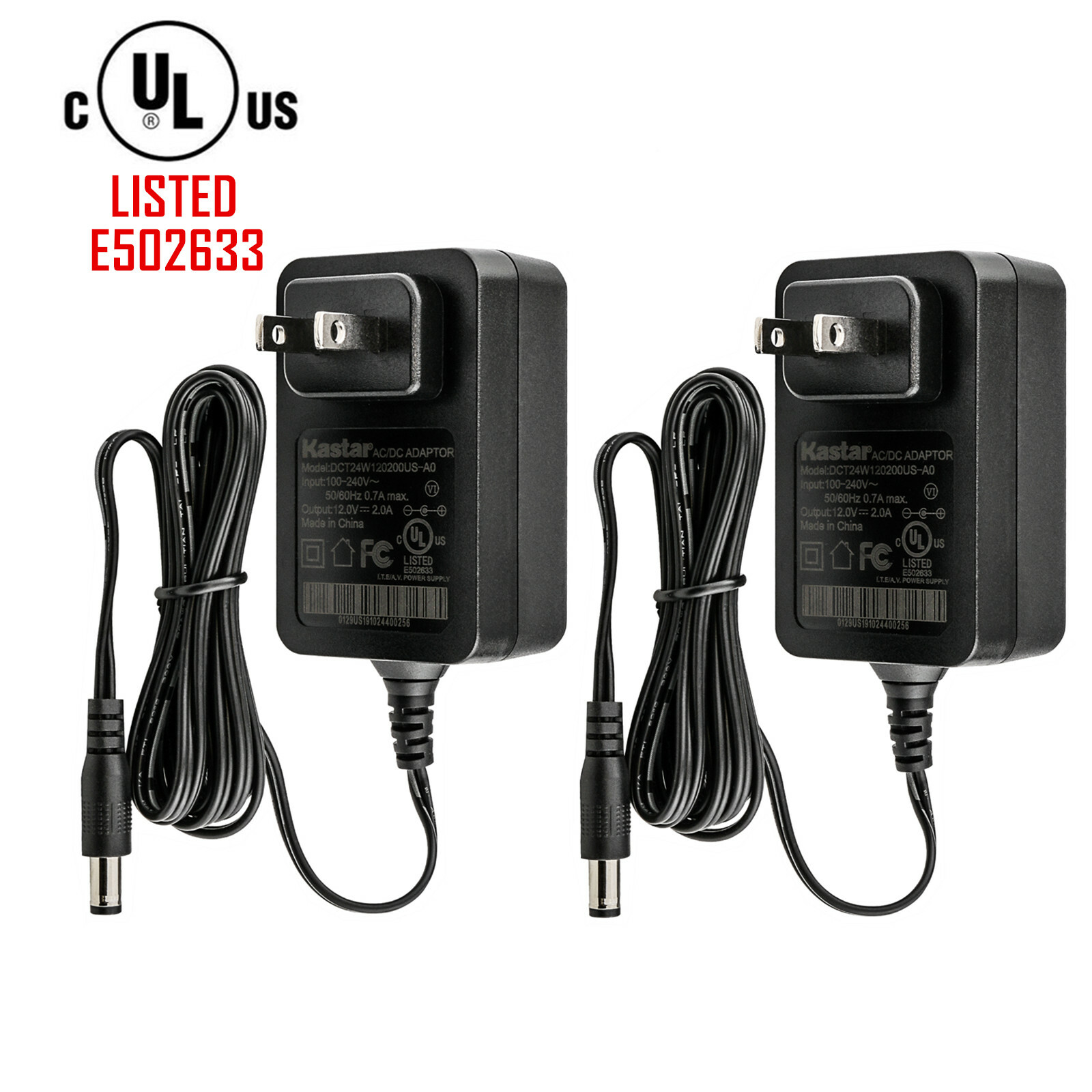 [UL List] Kastar 2 Power Adapter for IR Security Camera 12V 2A CCTV Security DVR