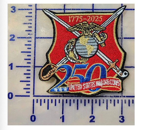 MARINE CORPS 250TH ANNIVERSARY EMBROIDERED PATCH HOOK & LOOP