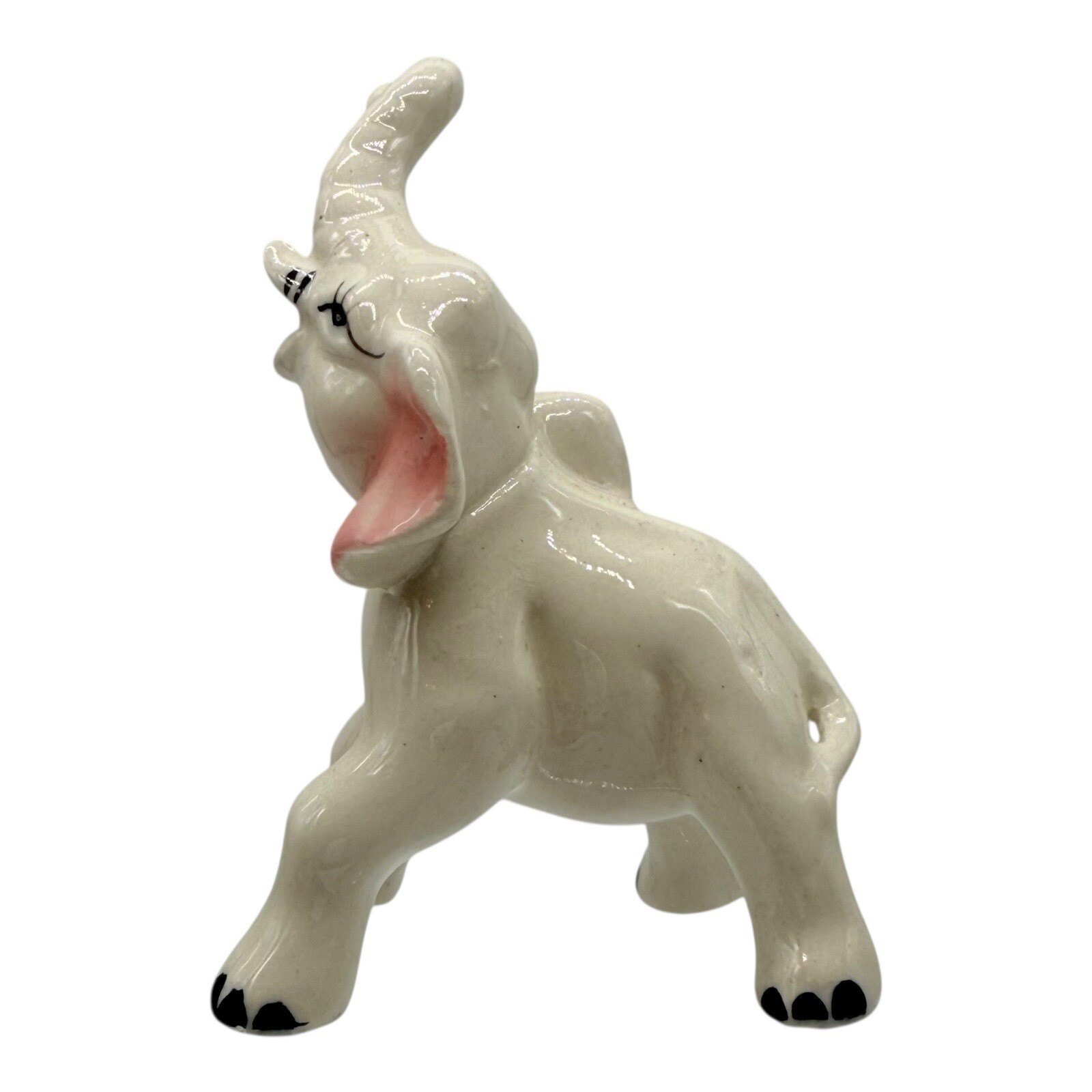 Vintage Elephant Figurine Trunk Up Good Luck Decor Ceramic Animal Statue