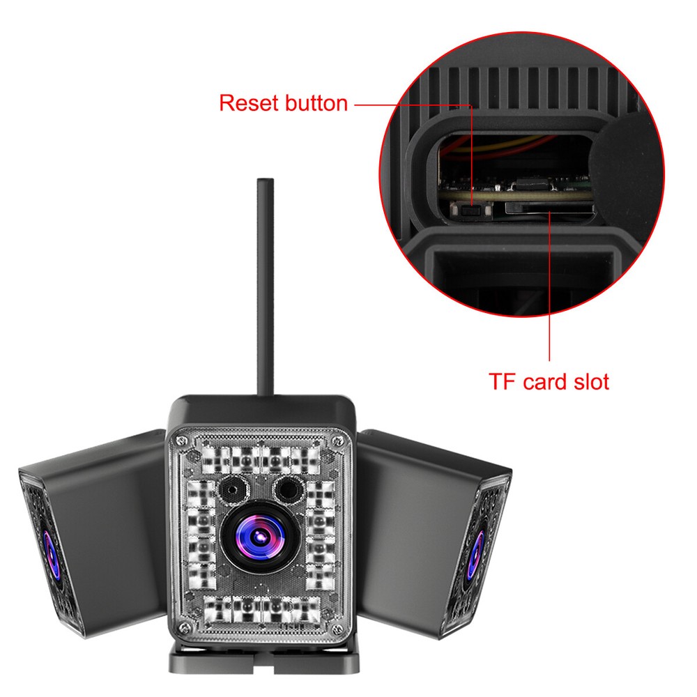 3 Lens Wireless APP WiFi Security Camera System Smart Outdoor Night Vision 2MP