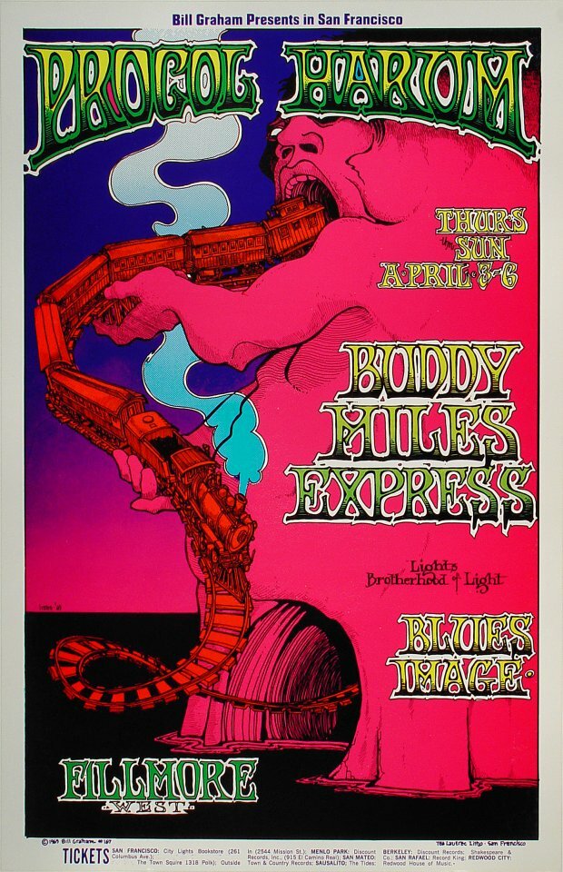 Procol Harum  Buddy Miles Express GREG IRONS Fillmore Concert Handbill 1969