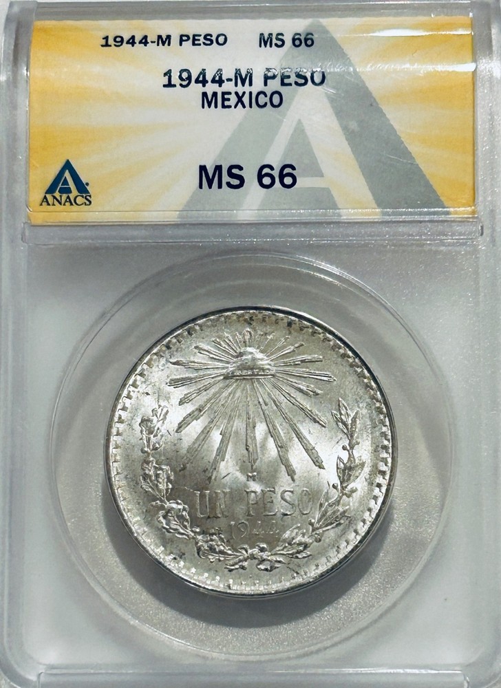 1944 M Mexico Silver Peso ANACS MS66