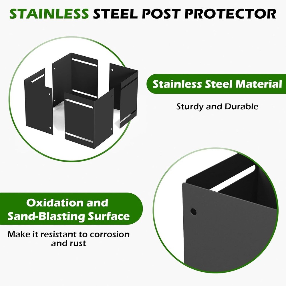 Adjustable Post Protector, 304 Stainless Steel Mailbox Post Protector, Post