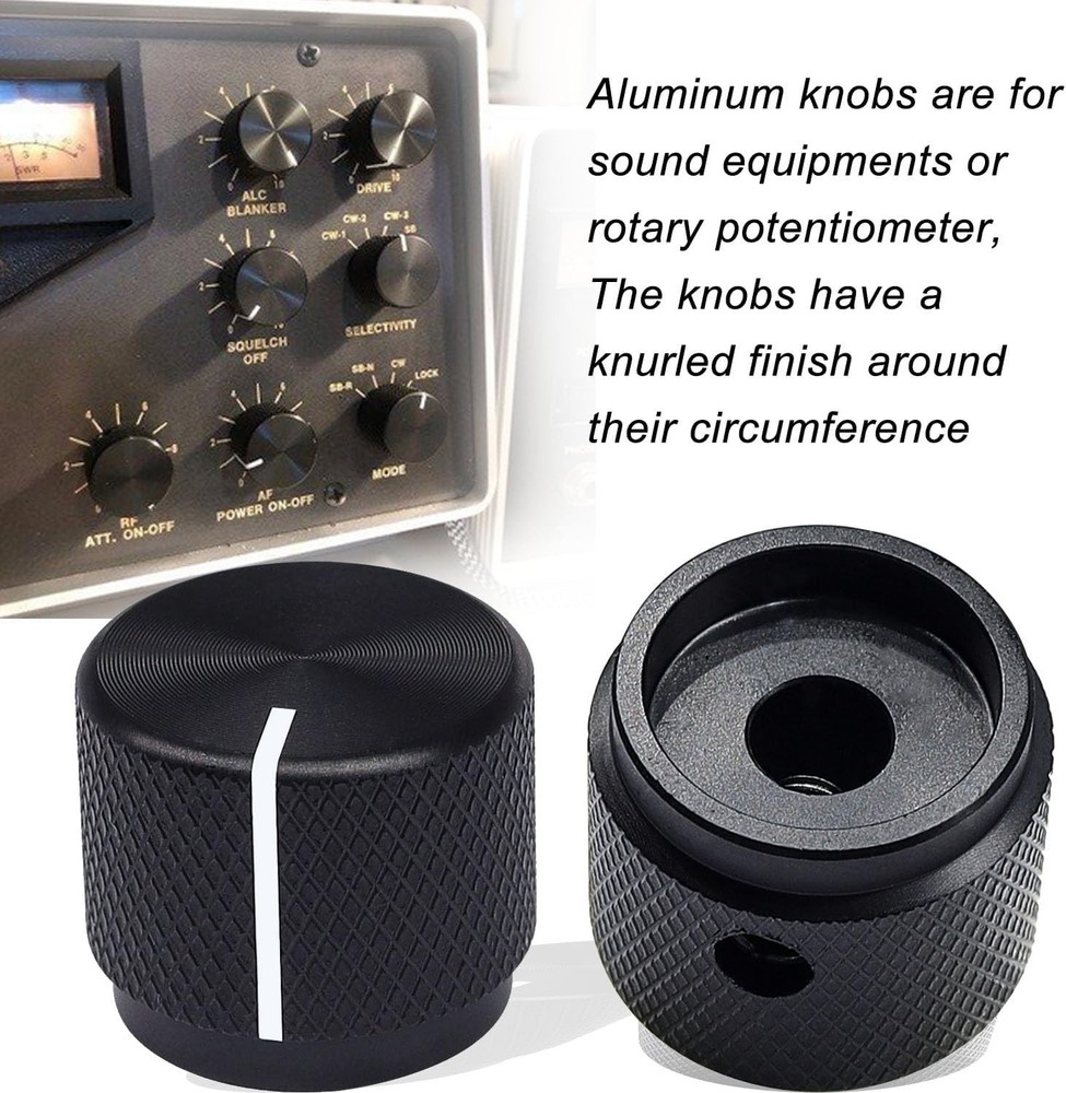 Compact Anodized Aluminum Rotary Knobs, 2pcs Volume & Switch Control - 20mm