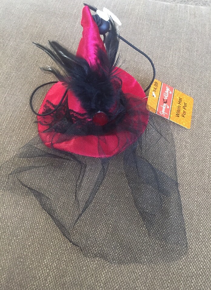 ****SPOOKY VILLAGE**** Witch HAT FOR PETS  (HALLOWEEN)  Red