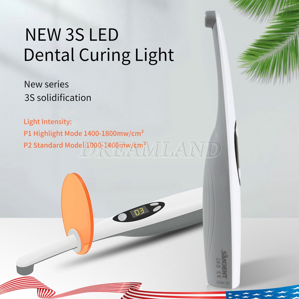 3 Second Wireless Cordless LED Cure Curing Light Lamp 2200mw Dental Cure