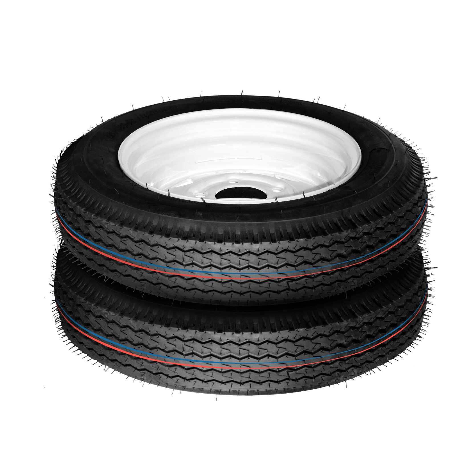 2pcs Trailer Tires & Rims 4.80-12 480-12 4.80x12 LRB 5 Lug White Spoke Wheel