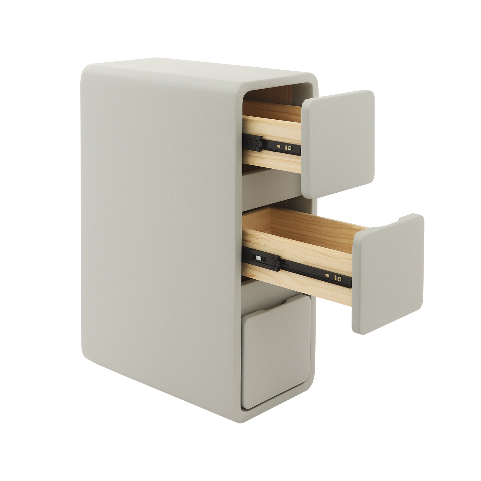 Solid Wood Bedside Table With Drawers, 3 Tiers Small Narrow Nightstand Bedroom