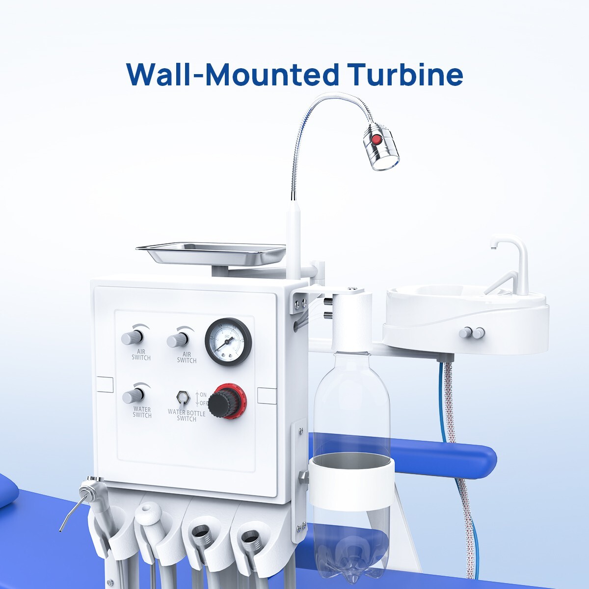 Silla de unidad dental móvil portátil Lámpara LED con unidad de turbina 4Hole