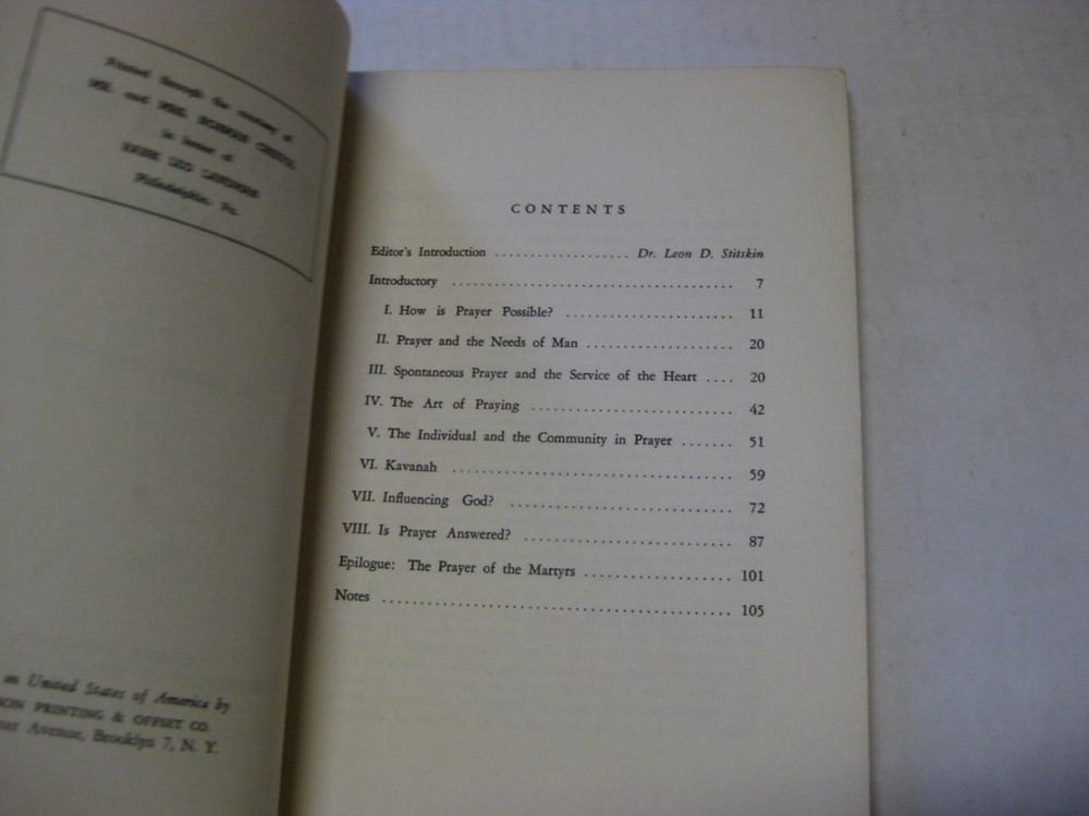 Prayer Studies In Torah Judaism BY ELIEZER BERKOVITZ