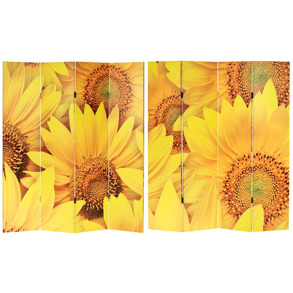 6 ft. Tall Double Sided Sunflowers Canvas Room Divider