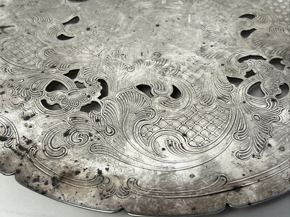 Gorham Electroplated Silver Trivet Footed 11" Diameter Ornate Design #YC49