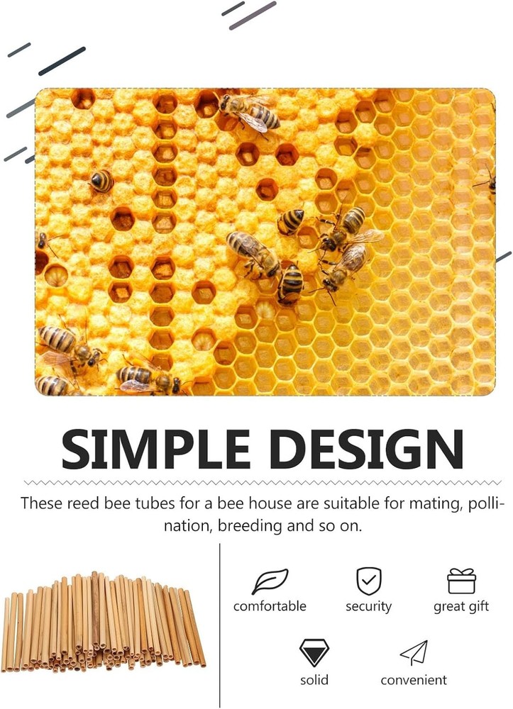 100Pcs Bee House Tubes - Natural Reed Pollinator Tubes for Leaf - Bee Nesting Su