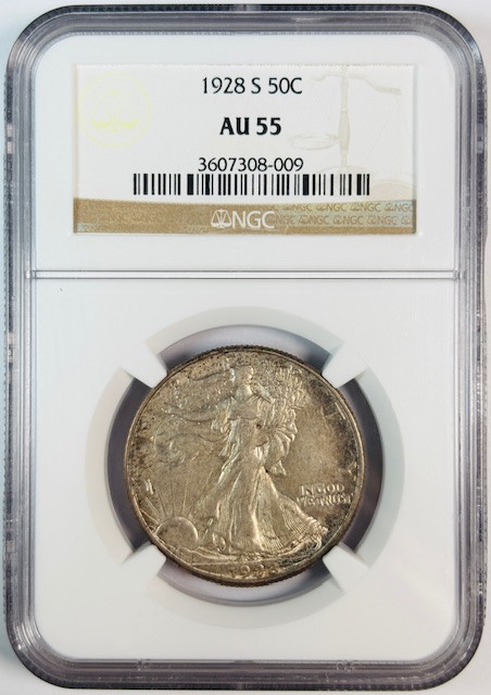 1928 S Walking Liberty Half Dollar NGC AU-55