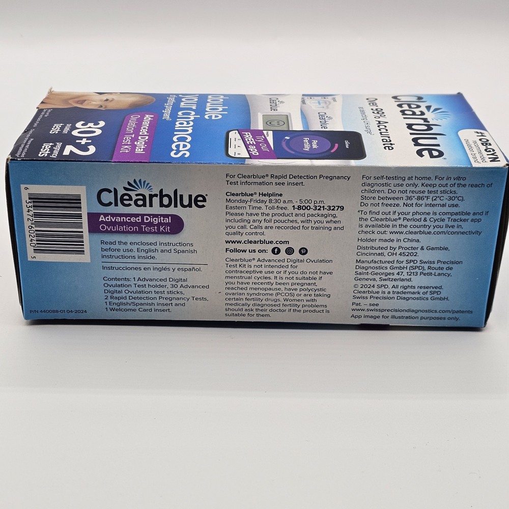 Clearblue Advanced Digital Ovulation Test Kit 30+2 Tests New Sealed Exp 2026